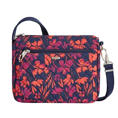 Image of Travelon Unisex&#039;s Anti Theft Classic Small East/West Crossbody, Painted Floral, One Size
