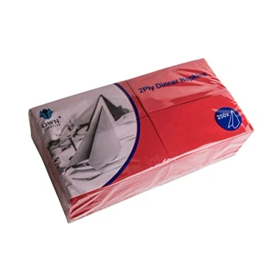 Image of We Can Source It Ltd Paper Napkin Serviettes/Tissues Soft 2 Ply 40cm Dinner 8 Fold (Rectangular) Red 500 Napkins (2Pack)