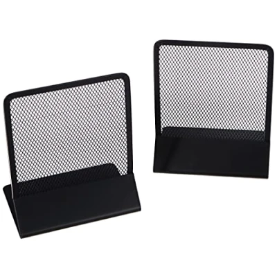 Image of Relaxdays Bookend, Set of 2, Stands for Books, DVDs, Magazines etc., Book Support HxWxD: app. 16.5 x 13 10.5 cm, Black