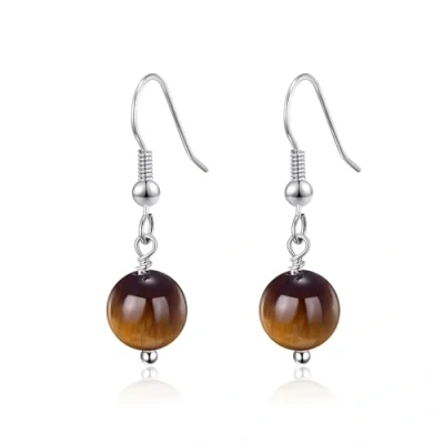 Image of Philip Jones Tigers Eye Gemstone Round Drop Earrings