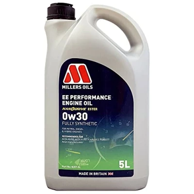 Image of Millers EE Performance 0W30 Fully Synthetic Nanodrive Ester Engine Oil, 5 Litres