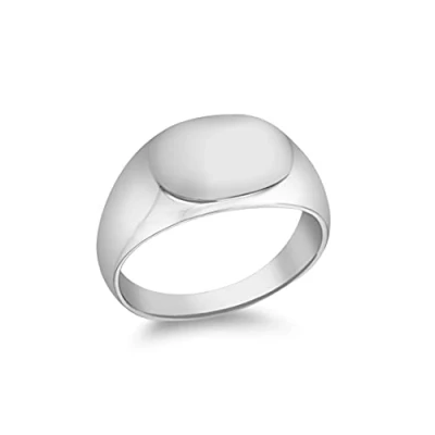 Image of Tuscany Silver Unisex Sterling Rhodium Plated Oval Signet Ring, Size S