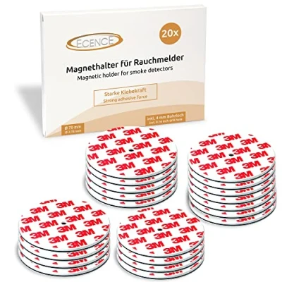 Image of ECENCE 20pcs Magnetic Smoke Detector Mount Adhesive Pads for Alarms Ø 70mm Fast &amp; Safe Mounting No Drilling Or Screws Fire Protection Installation Tool with Hole