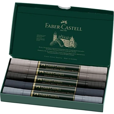 Image of Faber Castell Art &amp; Graphic Albrecht Dürer Watercolour Marker, Multicoloured, Wallet Of 5, For Art, Craft, Drawing, Sketching, Home, School, University, Colouring