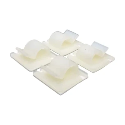 Image of 50 Pack Self Adhesive Cable Clips 10mm Management Tidy Hooks (White)