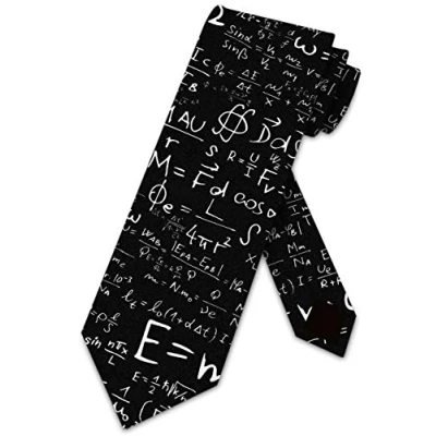 Image of Hongfacai Men&#039;s Ties Business Necktie for Men Science Physics Equation Black Fashion Neck Tie Slim Skinny Xmas Wedding Formal Party (145 x 8 cm)