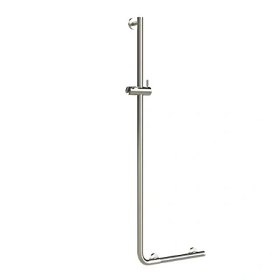 Image of Tiger Boston Comfort &amp; Safety Grab Shower Riser Rail, Left Version, Stainless Steel Brushed, 45.3 x 114 7.7 cm