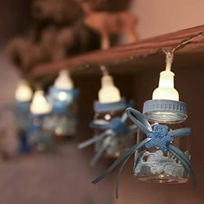 Image of Festive Lights Battery Operated 10 LED String Newborn Baby Nursery Bedroom (Blue)