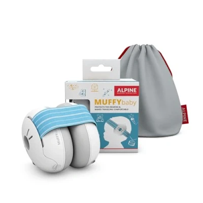 Image of Alpine Muffy Baby Ear Defender for Babies and Toddlers up to 36 Months CE &amp; UKCA Certified Noise Reduction Earmuffs Comfortable Headphones Against Hearing Damage Improves Sleep Blue
