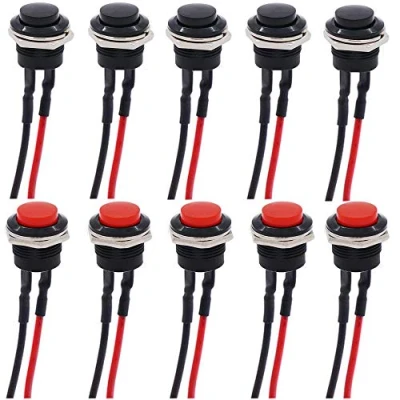 Image of RUNCCI YUN 16mm push button switch ON/OFF Momentary Power Switch,round switch,push 12v (10Pcs)， with pre Wired