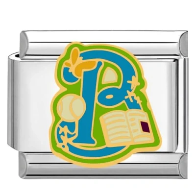 Image of Quiges 9mm Italian Style Charm Link Module Stainless Steel Alphabet Letter B for Bracelets