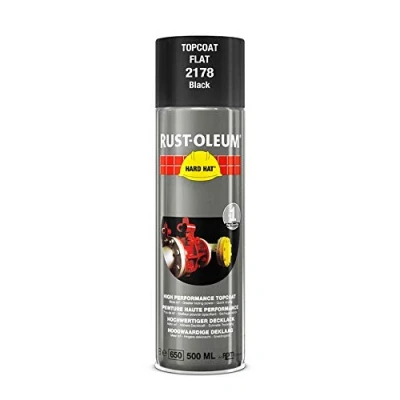 Image of RUST OLEUM 2178 Hard Hat Topcoat RAL Colours, The Nr. 1 Industrial Paint Aerosol. Go Further, Work Faster, Last Longer!, Matt black 9005