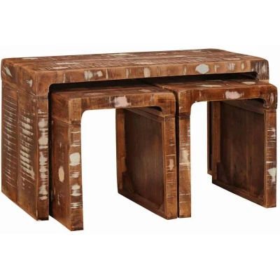 Image of End Tables 3 pcs Multicolour Solid reclaimed wood Vidaxl