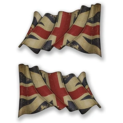 Image of 2 x 10cm/100mm Waving Union Jack Flag Vinyl SELF Adhesive Sticker Decal Laptop Travel Luggage Car Bike Sign Fun #6665
