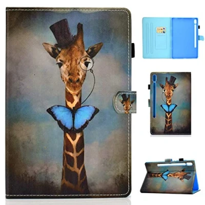Image of Bspring Samsung Galaxy Tab S6 10.5 Case Magnetic Closure Wallet Flip Stand Cover With Aoto Wake/Sleep, Pen Holder and Cards Solt For SM T860/T865 Inches 2019 Giraffe