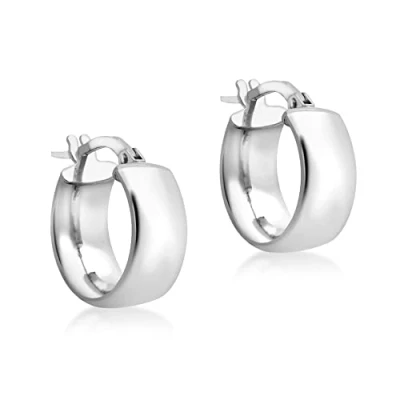 Image of Carissima Gold Women&#039;s 9 ct White 14 mm Band Creole Earrings