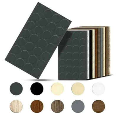 Image of haggiy Self adhesive cover caps for furniture &amp; floors screw round screws drill holes protection Ø20 mm 28 pieces plasters (dark anthracite)