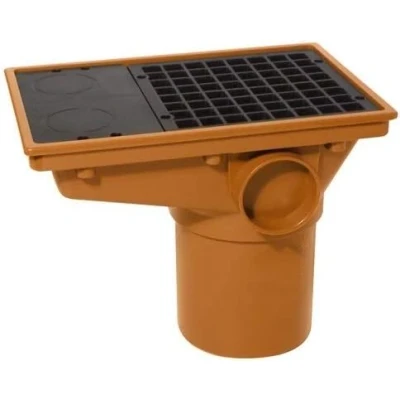 Image of 110MM Orange Underground Pipe Fittings, Push Fit Fittings Rectangualar Hopper with Grid