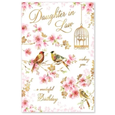 Image of Daughter In Law Birthday Card Loving Verse Flowers 23cm x 15.5cm (9&quot;x6&quot;) IT37