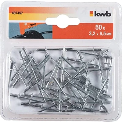 Image of kwb 407482 50 x pop Diameter 4.8 mm, Length 12 Made of Aluminium, with galvanised pin, for Standard Blind Rivet Pliers, 4,8 mm