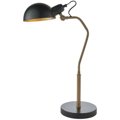 Image of Largo Task Table Lamp Satin Black, Aged Brass Paint