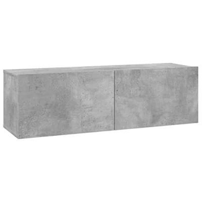 Image of vidaXL Wall Mounted TV Cabinet in Concrete Grey Engineered Wood Storage Unit for Living Room or Bedroom Scandinavian Style, 100x30x30 cm