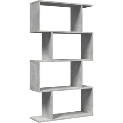 Image of vidaXL 4 Tier Room Divider Bookcase/Bookshelf Concrete Grey, Modern Engineered Wood, 70 x 24 129 cm, Versatile Placement and Ample Storage