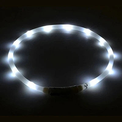 Image of Gemini_mall® LED Pet Dog Collar, USB Rechargeable Safety Collar Waterproof Light up Flashing (White)