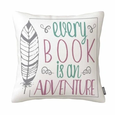 Image of GSRONY Book Lover Throw Pillow Covers Every is an Adventure Cushion Case Home Decor Pillowcase 18x18 Inches