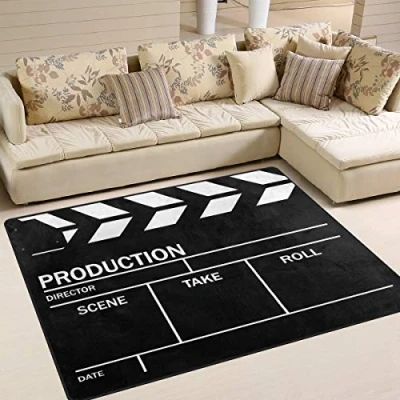 Image of Use7 Movie Clapper Board Black Area Rug Rugs for Living Room Bedroom 203cm x 147.3cm(7 5 feet)