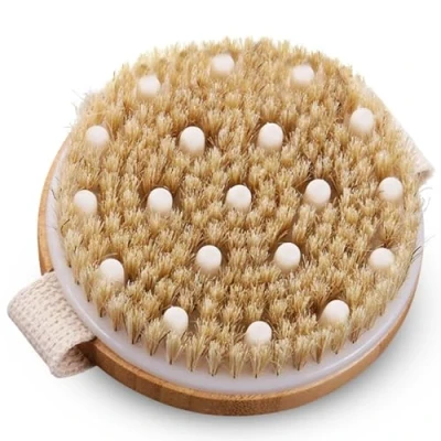 Image of ADNOVA Dry Brushing Body Brush Scrubber with Natural Boar Bristles Bath Brush, Skin Exfoliating Improve Blood Circulation, for Showering
