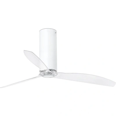 Image of Tube Medium Ceiling Fan Clear, White Gloss Optional LED Light Sold Separately