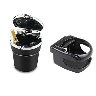 Image of Kytpyi Alloy Plating Car Ashtray Mini Detachable Multi function Cigar Smokeless Cylinder Cup Holder With Blue LED Light Indicator Fireproof for All Car,Home,Office