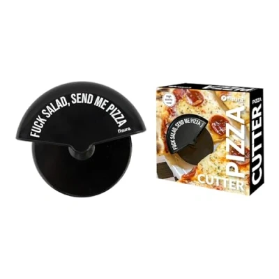 Image of Fisura Original Pizza Cutter f*ck Salad. Fun Wheel Cutter. Knife Made of Stainless Steel and ABS. Dimensions: 3 x 2.1 inches.