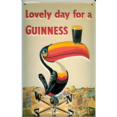 Image of GUINNESS TOUCAN 3D Embossed Vintage Tin Metal Pub Sign