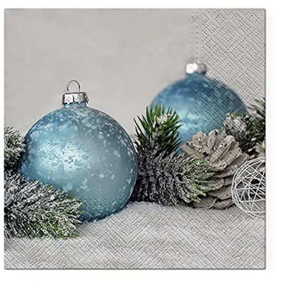 Image of 3 Ply Xmas Tissue Paper Serviettes Christmas Napkins for Decoupage 33cm x (Pack of 20) (Arctic Baubles)