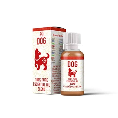 Image of Mystix London Dog Chinese Zodiac Essential Oil Blend 10ml for Diffusers, Aromatherapy &amp; Massage Blends Perfect as a Gift Vegan, GMO Free