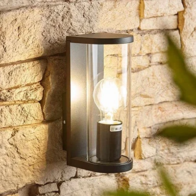 Image of Trueshopping Contemporary Clear Cylinder Outdoor Wall Light Mounted Outside with IP44 Waterproof Rating Ideal for Garden, Patio, Porch &amp; Front Door
