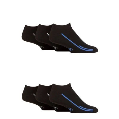 Image of Mens 6 Pair SOCKSHOP Performance Sport Cushioned Trainer Socks Black 7 11