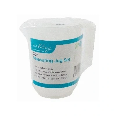 Image of 3pc White Plastic Measuring Jug Set By Ashley