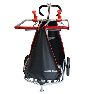 Image of The Helping Hand Company Street Boss Litter Picking Barrow, Mobile Segregation and Recycling Cart, Heavy Duty Lightweight Rubbish Collection with Dual Bin Bag Opener Hoop