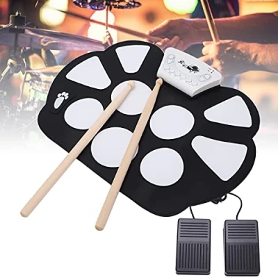 Image of 9 Pads Roll Up Drum Kit, Kit Portable Electronic Drumsets Drums Practice Pad for Beginner Kids