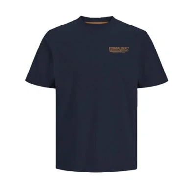 Image of JACK &amp; JONES Men&#039;s Jjolive Tee SS Crew Neck T Shirt, Navy Blazer/Print: scan, S
