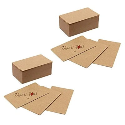 Image of grounds 200Pcs Blank Kraft Paper Business Cards Word Card Message DIY Gift