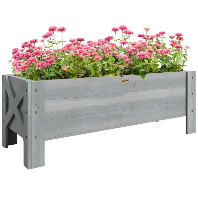 Image of Outsunny 58L Garden Raised Bed Planter Grow Containers for Outdoor Patio Plant Flower Vegetable Pot Fir Wood, 100 x 36.5 36 cm