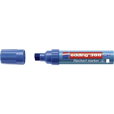 Image of edding 388 flipchart marker blue 1 pen chisel nib 4 12 mm for writing, drawing and marking on paper does not bleed through dry out colour intensive