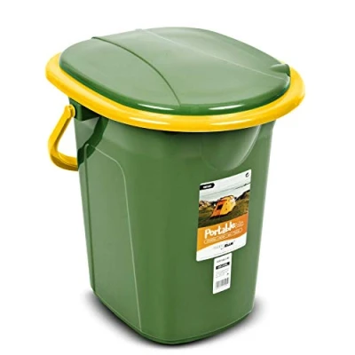 Image of Green Blue GB320 Portable Toilet 19L Mobile Bucket Travel Lightweight For Hiking Campfire Grill Fishing Festivals Use (Green/Orange)