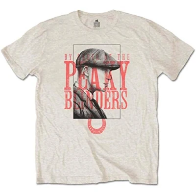 Image of Peaky Blinders Men&#039;s Tee: Red Logo Tommy T Shirt, Beige (Neutral Neutral), XX (Size:XX Large)