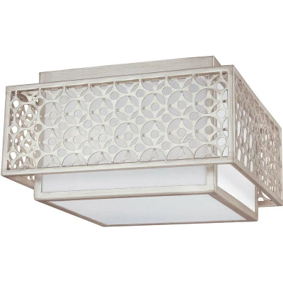 Image of Kenney 2 Light Flush Mount Ceiling Silver, E27