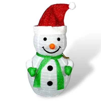 Image of Electrovision Xmas Haus Outdoor or Indoor 70cm Light Up Collapsible Christmas Snowman With 45 Bright LED&#039;s, Timer and Battery Operation for Festive Decoration Lights